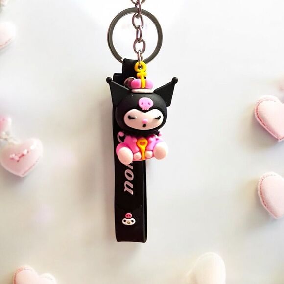 Black Kuromi Sleeping Bag Charm Key Chain - Picture 2 of 2